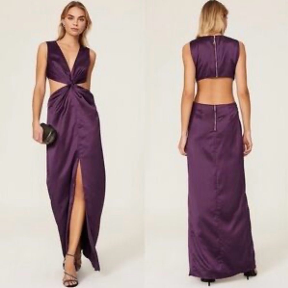 NWT One33 Social Elegant Purple Cutout Maxi Dress, US12